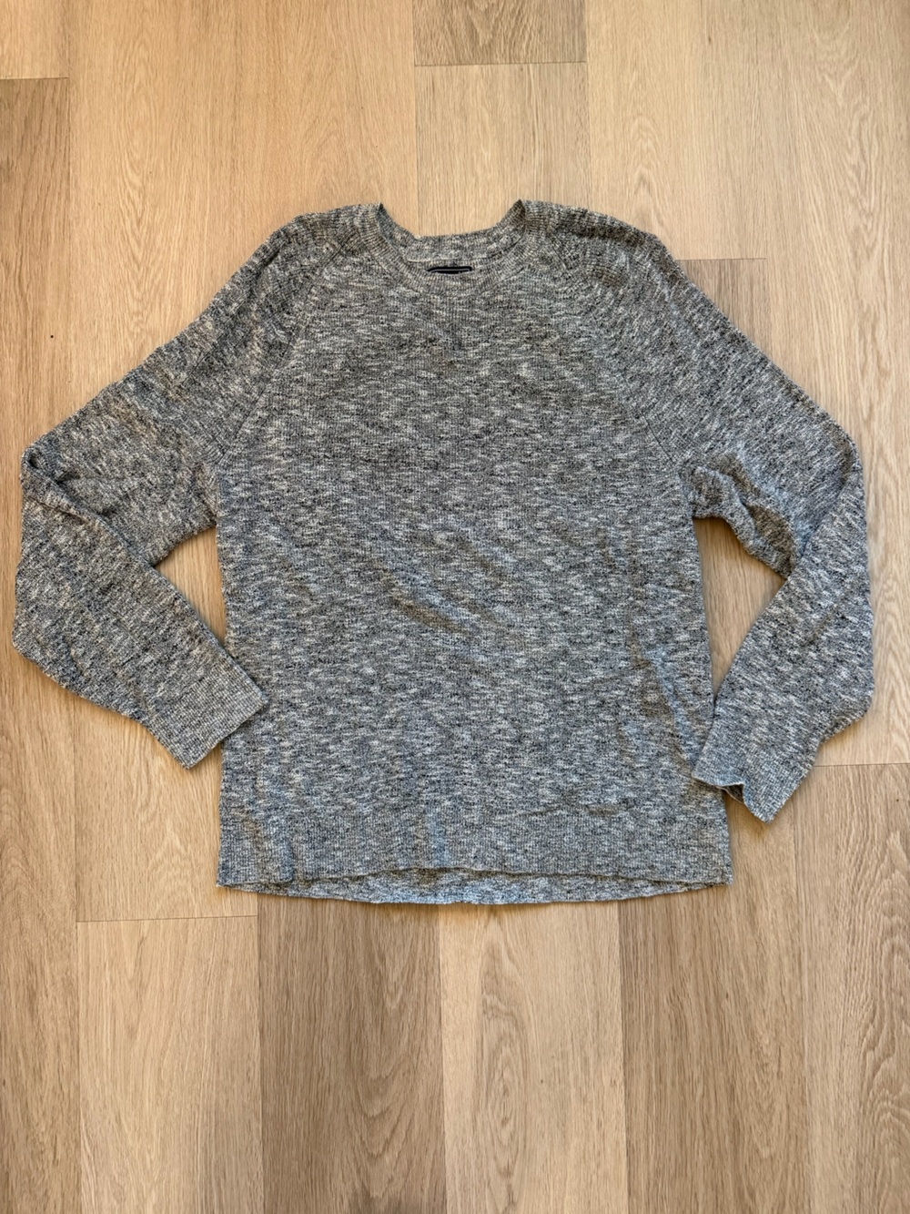 Abercrombie & Fitch Mens XL Marled Gray Raglan Crewneck Knit Sweater